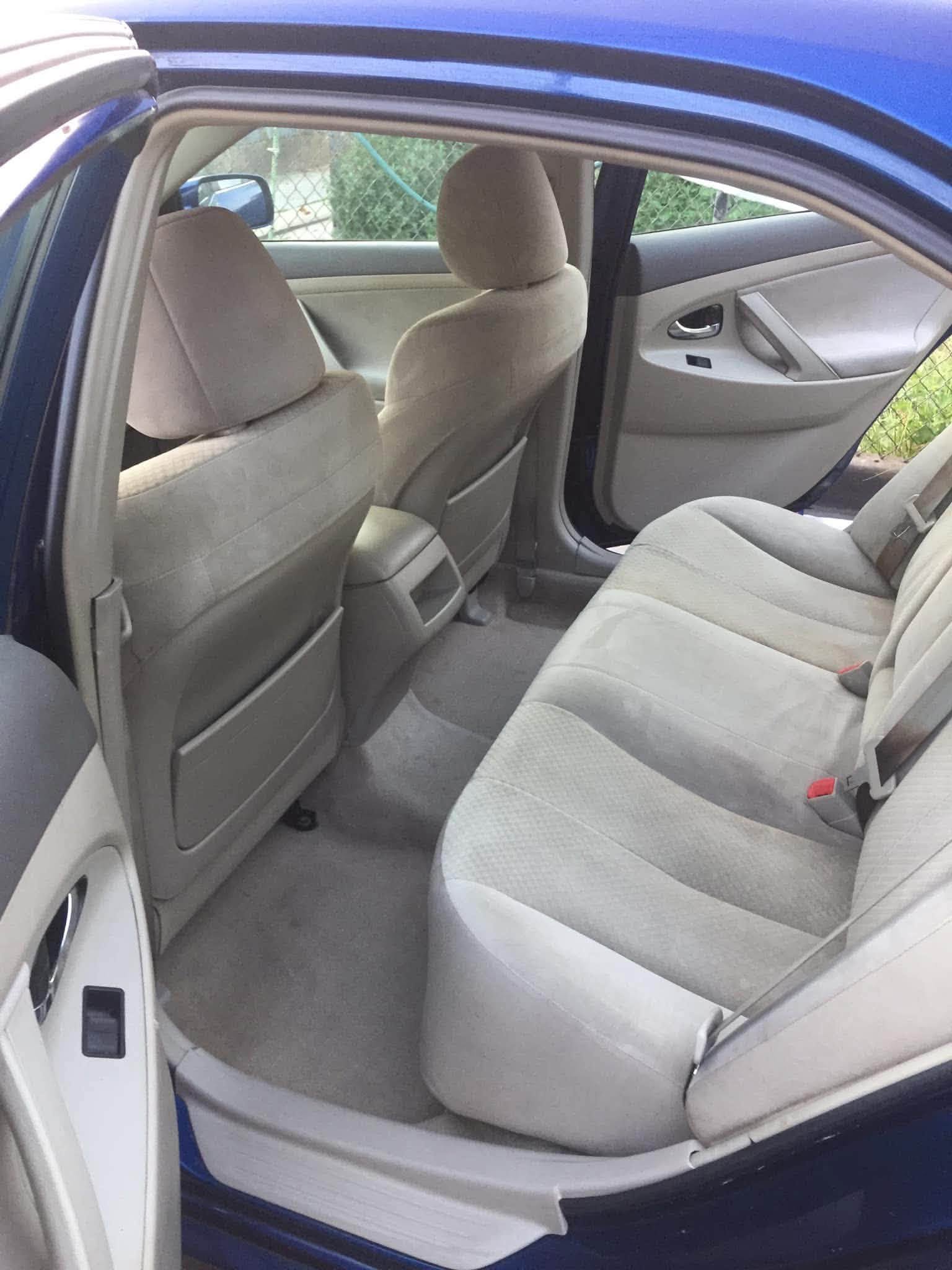 Sedan rear interior after cleaning