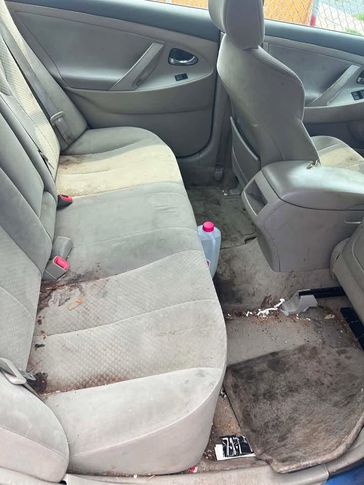 Sedan rear interior before cleaning